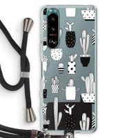 Cactusmotief: Sony Xperia 5 III Transparant Hoesje met koord