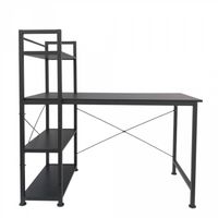 Bureau computertafel Stoer - 3 opbergplanken - industrieel modern - metaal hout - zwart - thumbnail