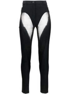 Mugler pantalon évasé à empiècement transparent - Noir