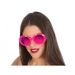 Verkleed zonnebril - fuchsia - ronde glazen - Carnaval brillen   -