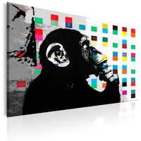 Schilderij - De Denkende Aap , Banksy - thumbnail