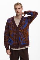 Paisley cardigan trui - BROWN - L