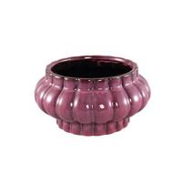 PTMD Sannee Red ceramic pot ribbed wide middle low S - thumbnail