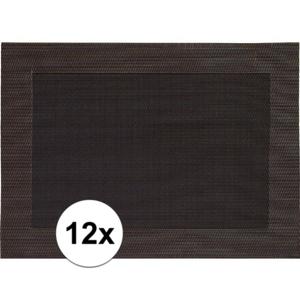 Tafel Placemats - 12x stuks - bruin - gevlochten - 45 x 30 cm - onderleggers