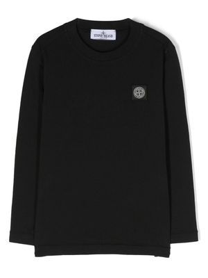 Stone Island Junior t-shirt en coton à patch logo - Noir