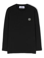 Stone Island Junior t-shirt en coton à patch logo - Noir - thumbnail