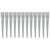 Grondpinnen 12 st 10x10x76 cm gegalvaniseerd staal zilverkleurig