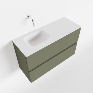 Toiletmeubel Mondiaz Ada | 80 cm | Meubelkleur Army | Lex wastafel Talc Links | Zonder kraangat