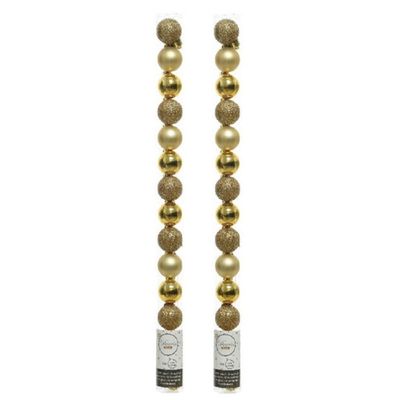 28x Kleine gouden kunststof kerstballen 3 cm glans/mat/glitter