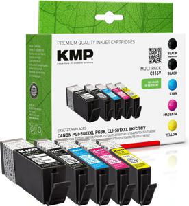 KMP Inktcartridge vervangt Canon PGI-580PGBK XXL, CLI-581BK XXL, CLI-581C XXL, CLI-581M XXL, CLI-581Y XXL Compatibel Combipack Zwart, Foto zwart, Cyaan,