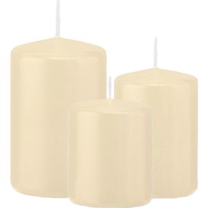 Stompkaarsen set van 6x stuks creme wit 8-10-12 cm