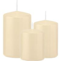 Stompkaarsen set van 6x stuks creme wit 8-10-12 cm