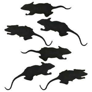 Nep ratten 6 cm - zwart - 6x stuks - Horror/griezel thema decoratie dieren