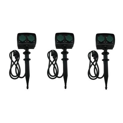 Benson tuinstekkerdoos / tuincontactdozen op spies - 3x - tijdschakelaar - IP44 spatwaterdich