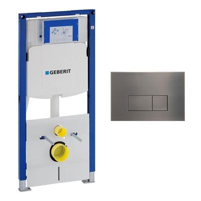 Geberit Duofix Element - UP 320 - QeramiQ metal bedieningsplaat - wand 112cm - rechthoekige knoppen - metaal gunmetal SW706199 SW1242378