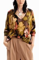 Oversized trui V-hals camouflage - GREEN - XXL