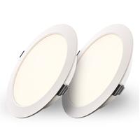 Set van 2 Georgia LED platte Inbouwspots wit - inbouwdiepte 25mm - 18 Watt 1820lm - Rond - 2700K warm Wit - Ø220 mm - IP20 voor binnen