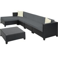 tectake - loungeset met aluminium frame-Wicker tuinset- incl. 2 overtreksets - zwart-403833 - thumbnail