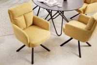 Draaibare retro stoel BIG GEORGE mosterdgeel met armleuningen en Bonnell veerbekleding - 42083