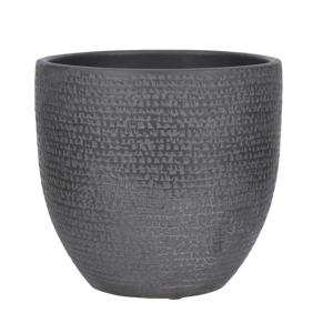 Mica Decorations Plantenpot - terracotta- zwart/grijs flakes- 24x22 cm   -
