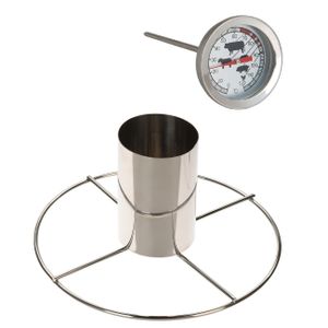 Kiprooster/kippengrill voor de barbecue/BBQ/oven RVS 20 cm met vleesthermometer / braadthermometer