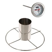 Kiprooster/kippengrill voor de barbecue/BBQ/oven RVS 20 cm met vleesthermometer / braadthermometer - thumbnail