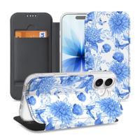 Apple iPhone 17 | Book Case | Flowers Blue