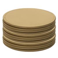 Onderzetters voor glazen - 12x stuks - rond - leder look - goud - 10 cm
