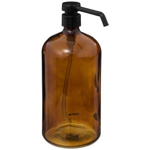 Zeeppompje/zeepdispenser van glas - bruin - 1 liter