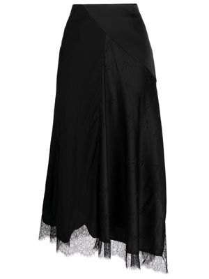 Goen.J jupe mi-longue à fleurs en jacquard - Noir