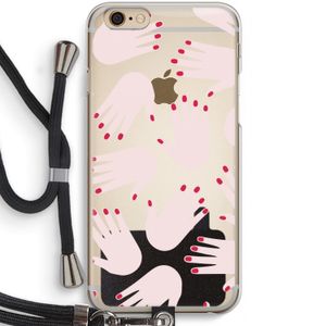 Hands pink: iPhone 6 / 6S Transparant Hoesje met koord