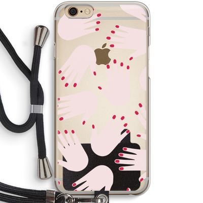 Hands pink: iPhone 6 / 6S Transparant Hoesje met koord