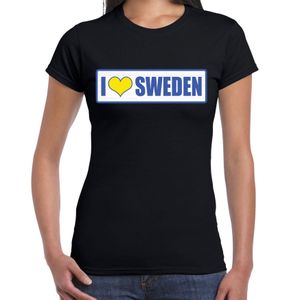 I love Sweden / Zweden landen t-shirt zwart dames