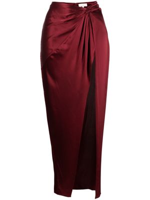 Fleur Du Mal jupe en soie Twist à détail noué - Rouge