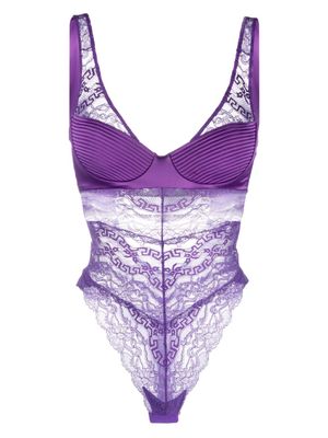 Versace body à empiècements en dentelle - Violet