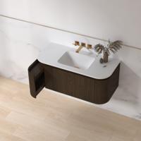 Badmeubelset Sanilux Eleganza 100 cm Keramiek Zonder Kraangat Dark Walnut