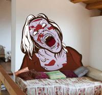 Sticker horror vrouwlijke zombie