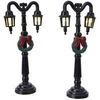 2x Kerstdorp onderdelen straatlantaarns 12,5 cm LED verlichting - thumbnail