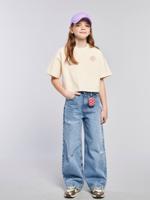 Meisjesjeans met destroyed effect JONEN middenblauw Meisjesjeans met destroyed effect JONEN middenblauw