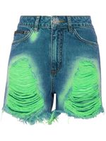 Philipp Plein tie-dye frayed shorts - Bleu - thumbnail