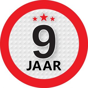 9 jaar leeftijd sticker rond 9 cm verjaardag versiering