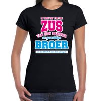 Ik ben de trotse zus cadeau t-shirt zwart voor dames