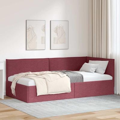 Hoekbedframe met hoofdeinde Wijnrood 80 x 200 cm Stof