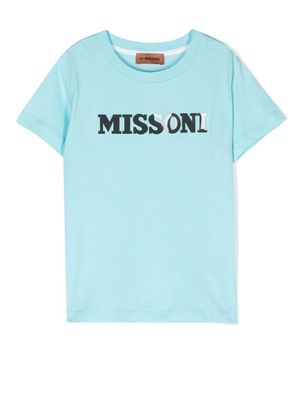 Missoni Kids t-shirt à logo imprimé - Bleu