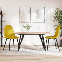 Eetkamerstoelen 2 st fluweel mosterdgeel