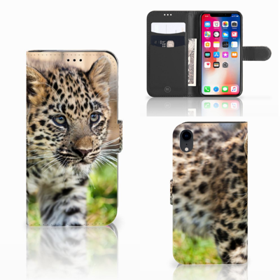 Apple iPhone Xr | Telefoonhoesje | Met pasjeshouder | Baby Luipaard