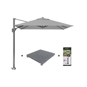 Platinum Voyager zweefparasol T1 2.5x2.5 m. - Light Grey + voet + hoes