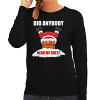 Fun Kerstsweater / outfit Did anybody hear my fart zwart voor dames - thumbnail