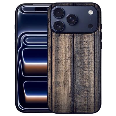 Steigerhout Apple iPhone 17 Pro Max | Hoesje Zwart TPU Randen En PU Kunstleer Achterkant