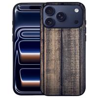 Steigerhout Apple iPhone 17 Pro Max | Hoesje Zwart TPU Randen En PU Kunstleer Achterkant